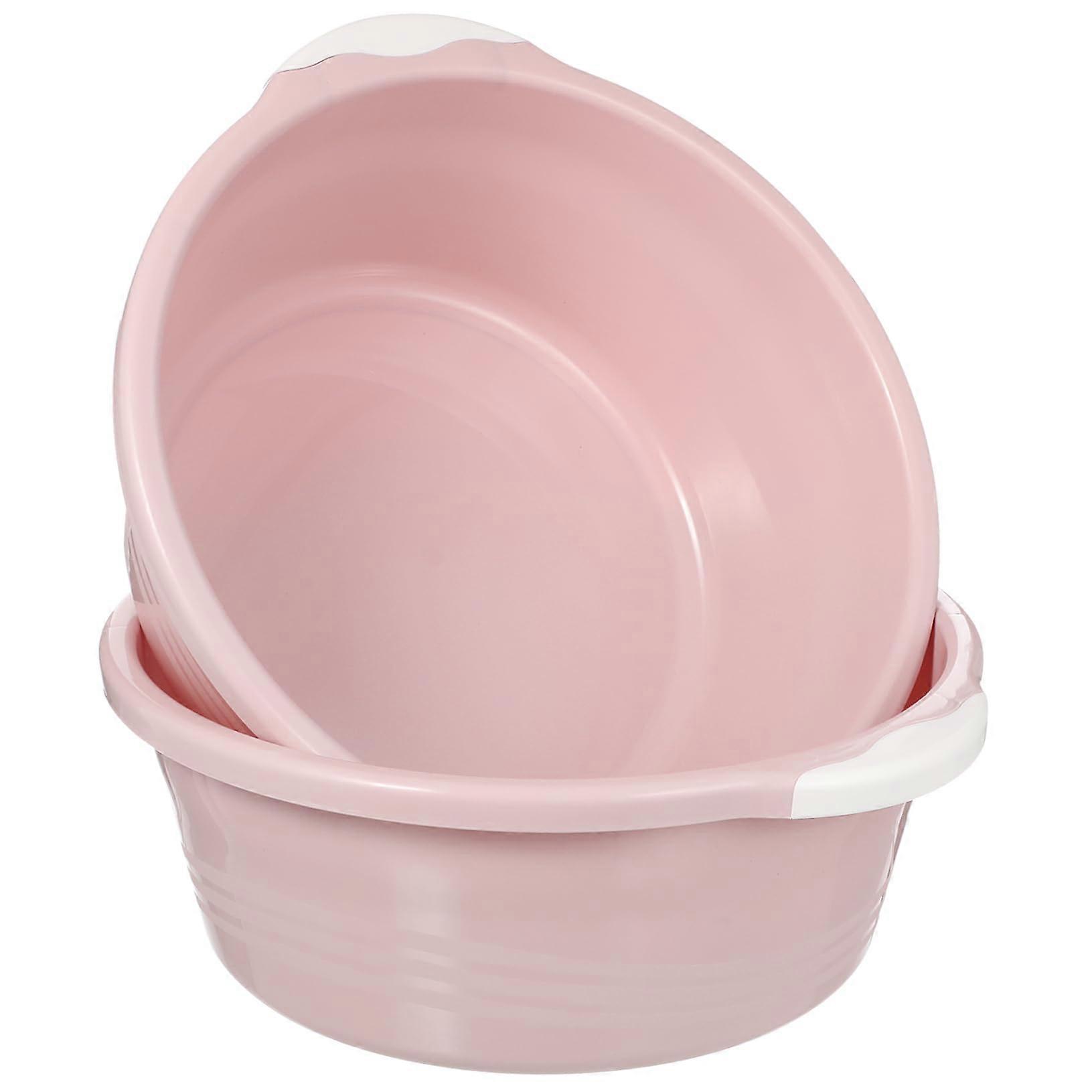 2pcs Plastic Wash Basin Set for Foot Soaking and Home Cleaning Medium Pink