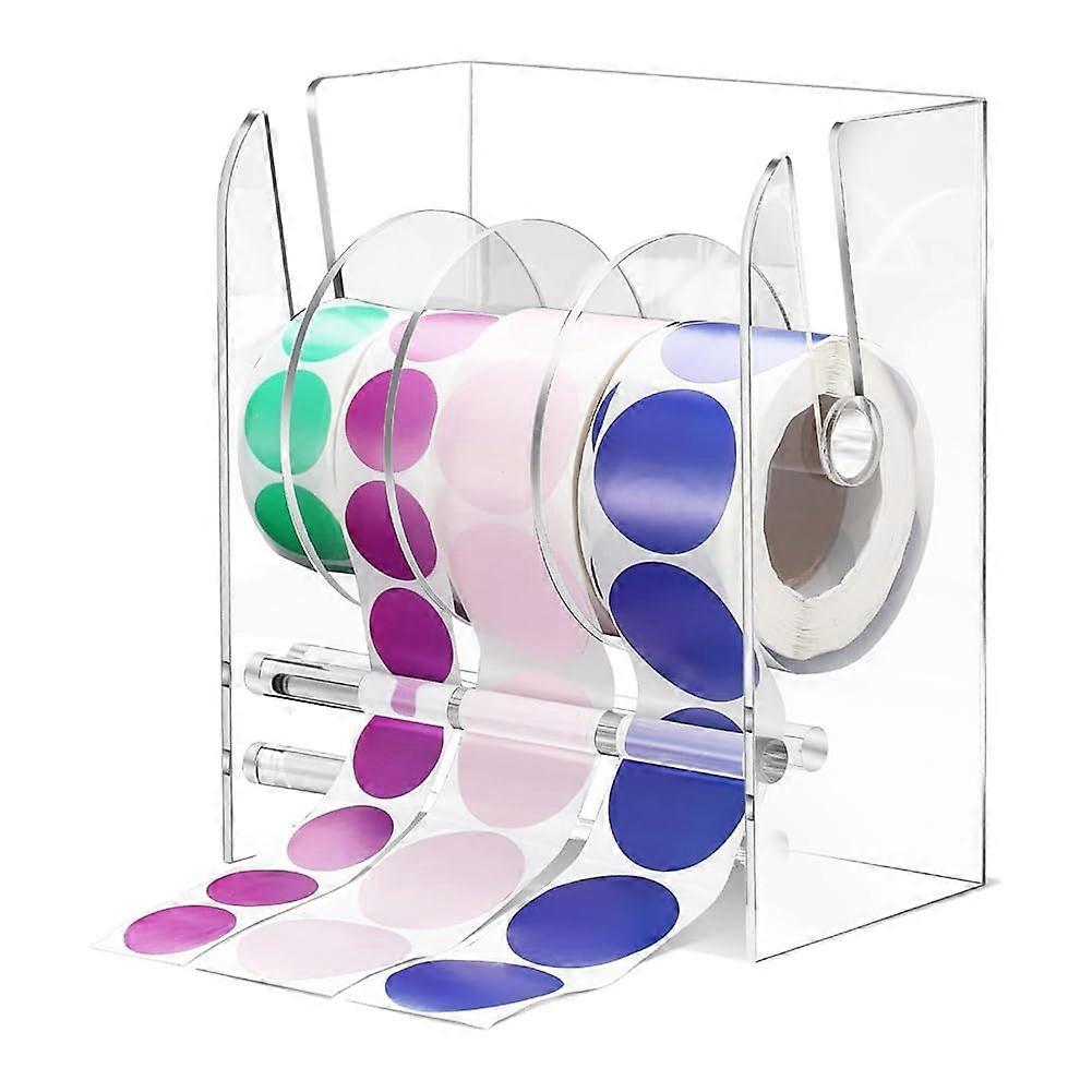 Clear Acrylic Sticker Roll Dispenser and Adjustable Label Holder Organizer for 4 Rolls