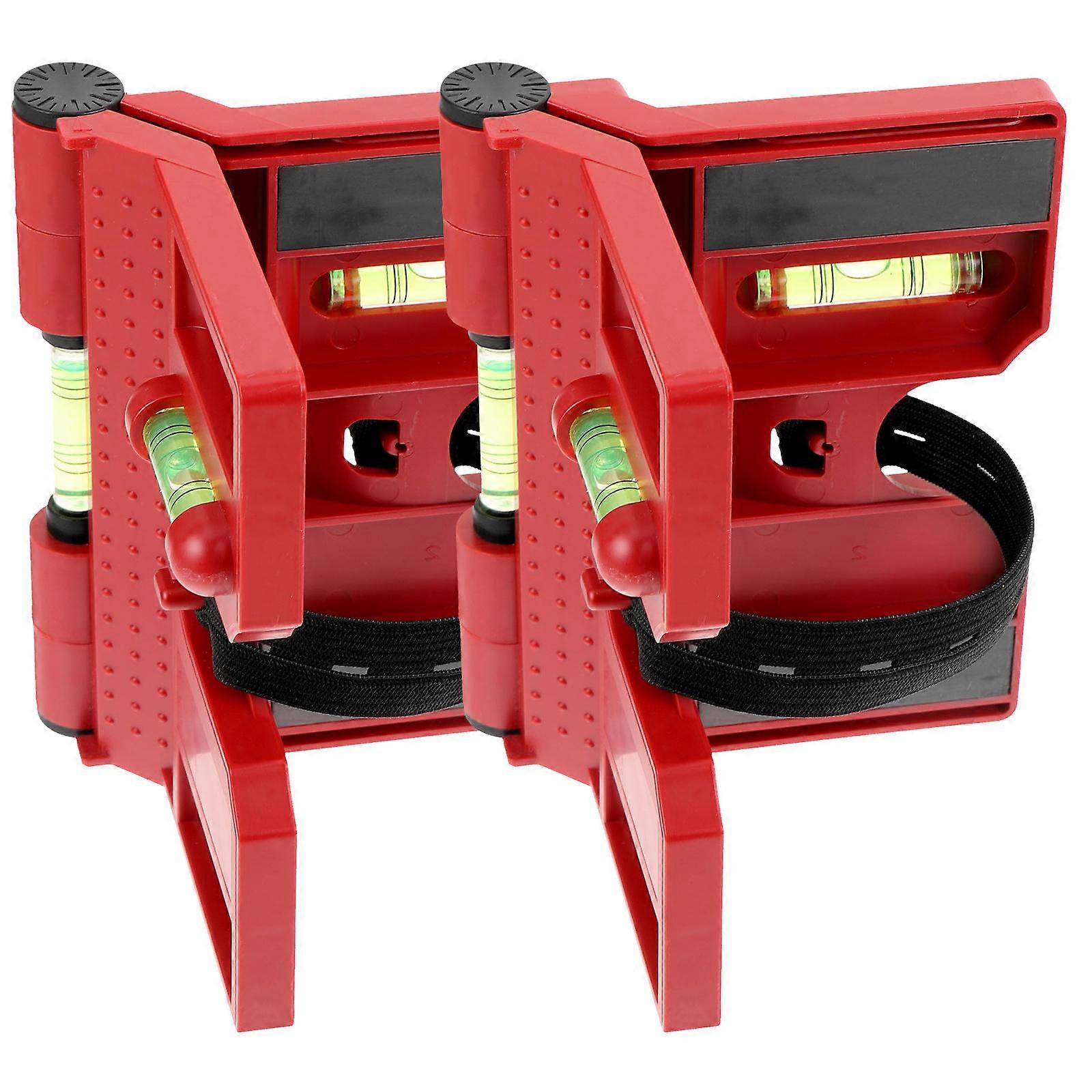 Foldable Angle Gauge Post Level Tool for Measurement 2Pcs Red ABS Material