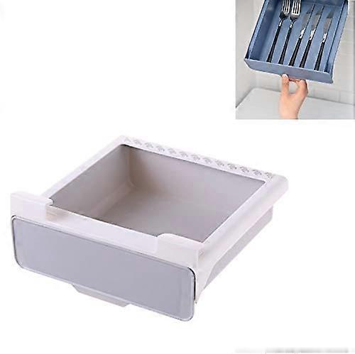 White Hidden Drawer Storage Box 2 Pack, StickOn Under Desk Organizer for SpaceSaving Storage