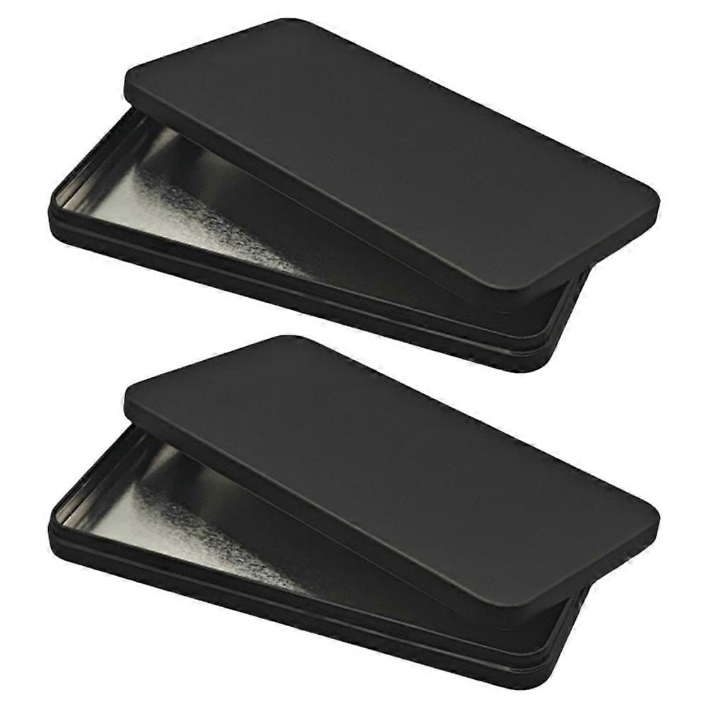 2Pcs Money Storage Box Black Rectangular Organizer for General Users