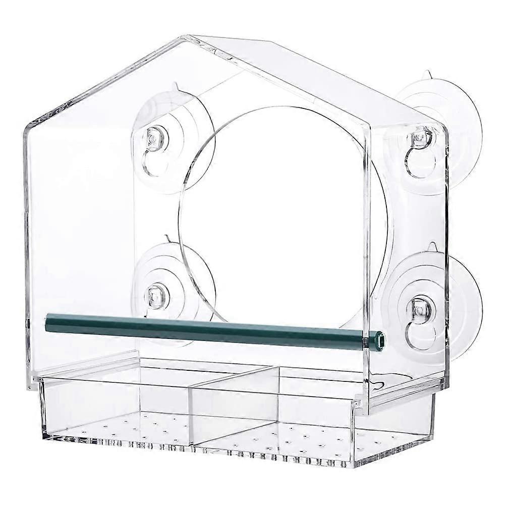 Window Bird Feeder with Strong Suction Cups, Clear DualCompartment Tray for Easy Viewing