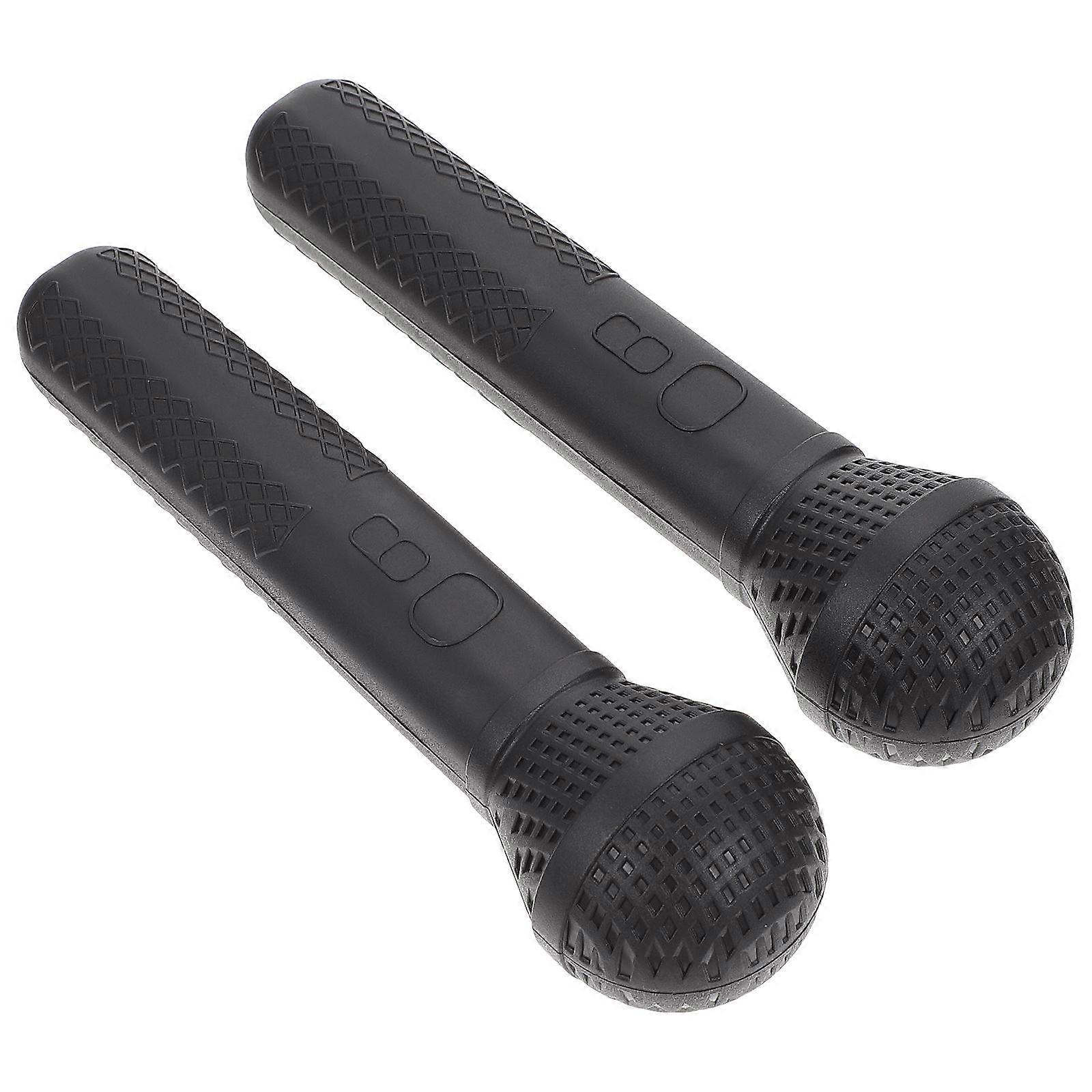 Simulated Microphone Plastic Microphone Prop for Kids 4Pcs Black Set