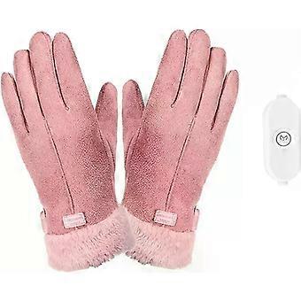 Verwarmde handschoenen voor dames, geschikt voor touchscreen, waterdicht, suède thermische handschoenen, verwarmde winterhandschoenen voor wandelen, buitenactiviteiten en klimmen.