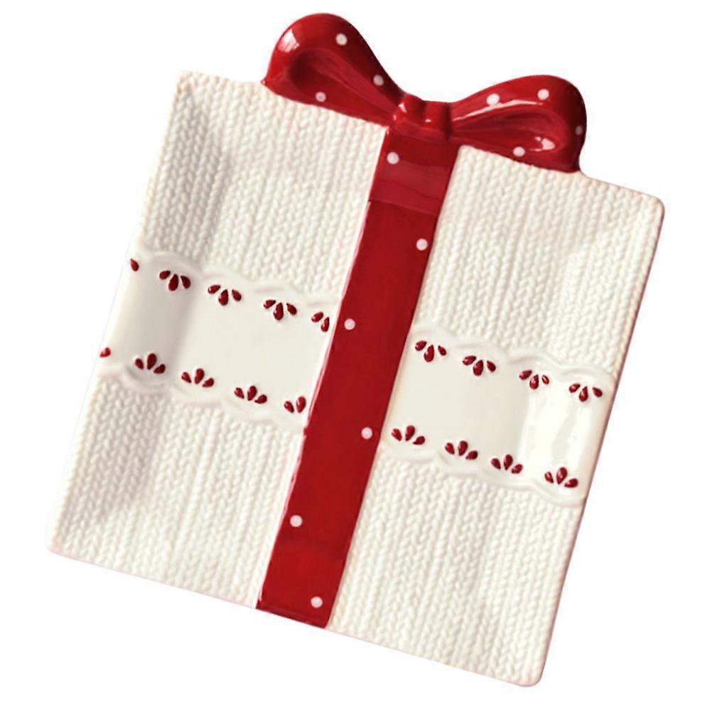 Candy Plate Ceramic Bow Shape for Storage Use 1Pcs Red Decorative Snack Tray