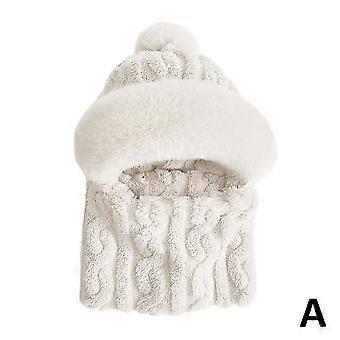One Piece Thermal Knitted Hats Neck Warm Cycling Windproof Plush Fluffy Bean