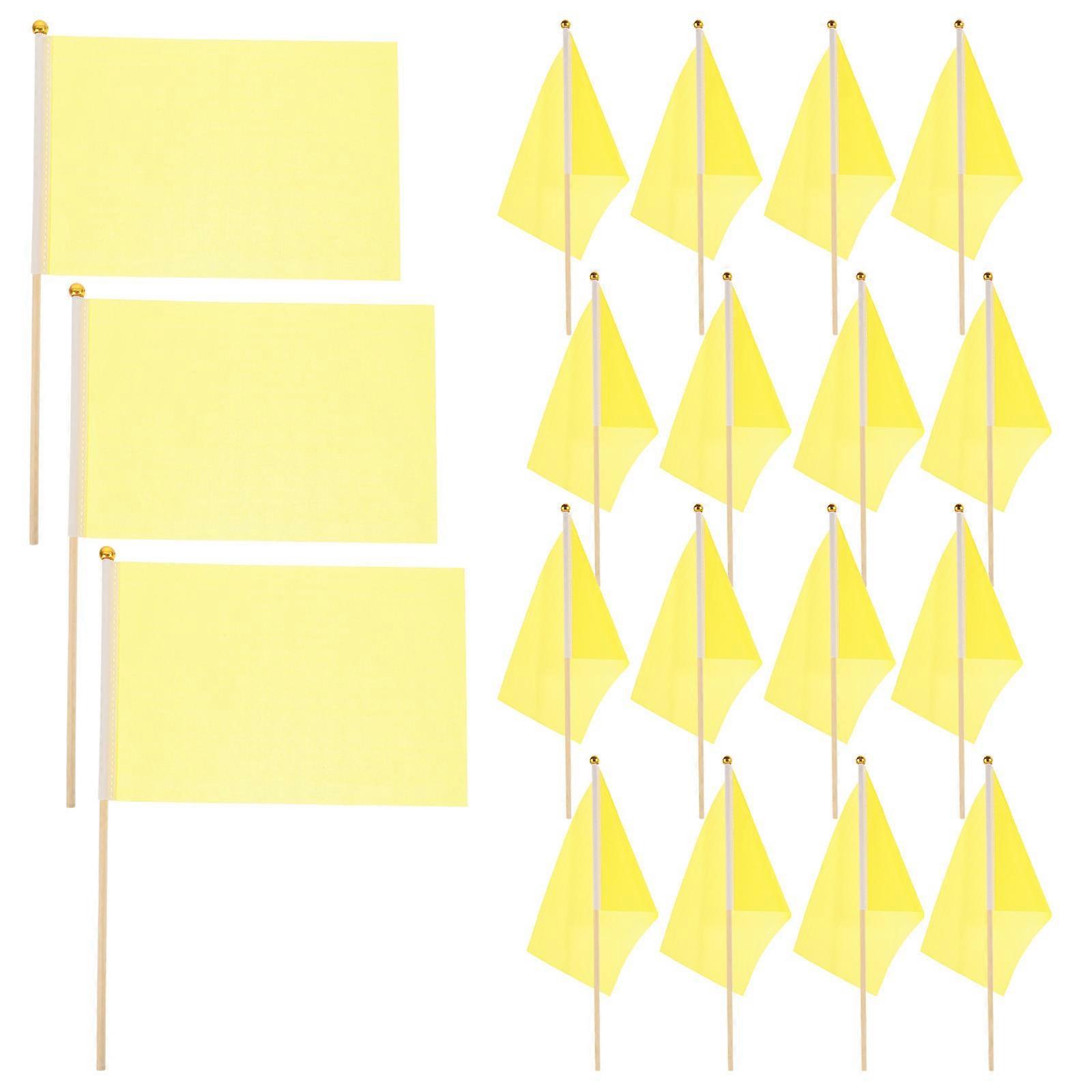 Small Handheld Flags Mini Referee Flags for Party 200Pcs Yellow Material