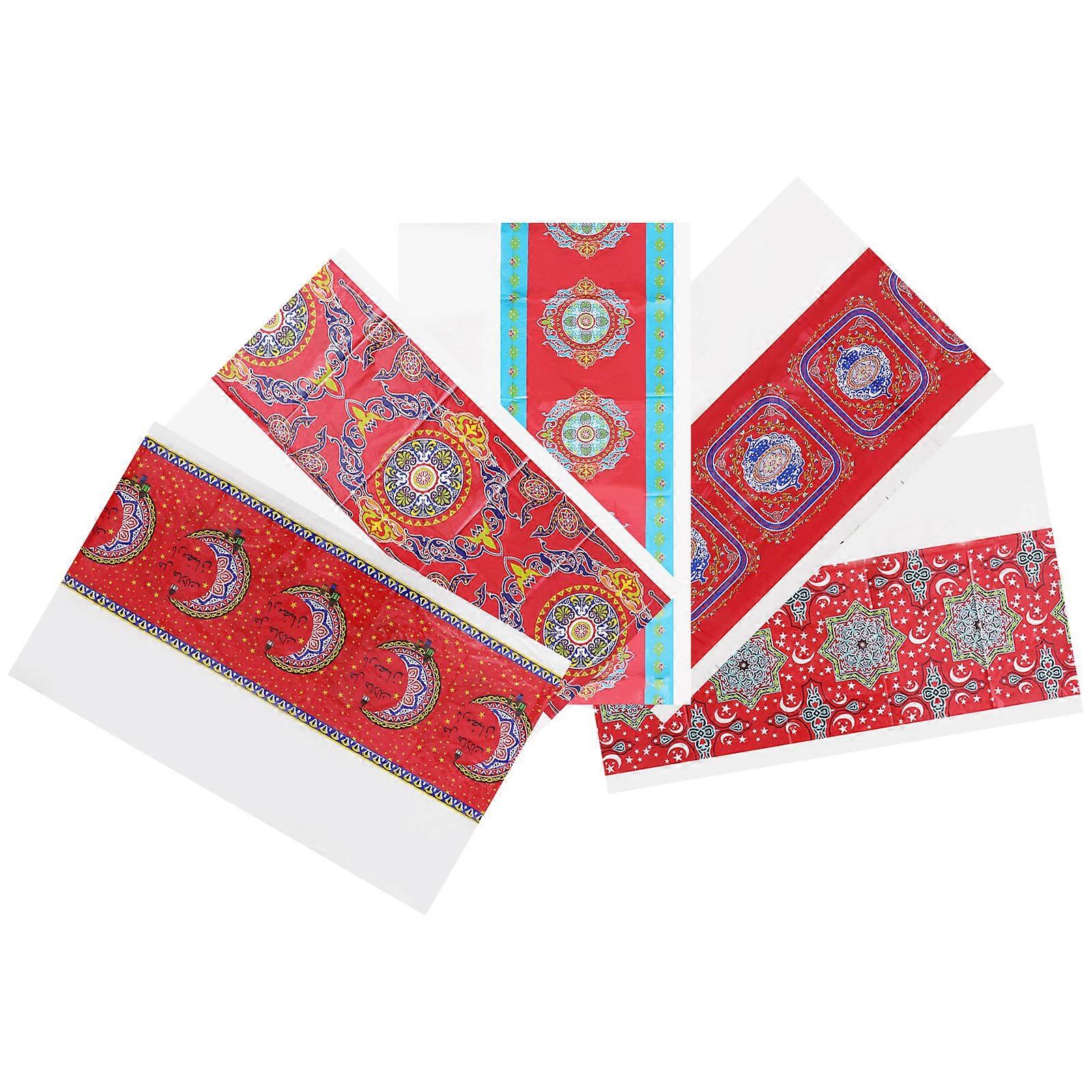 Muslim Layout Tablecloth Plastic Table Cloth for 5Pcs Decorative Use