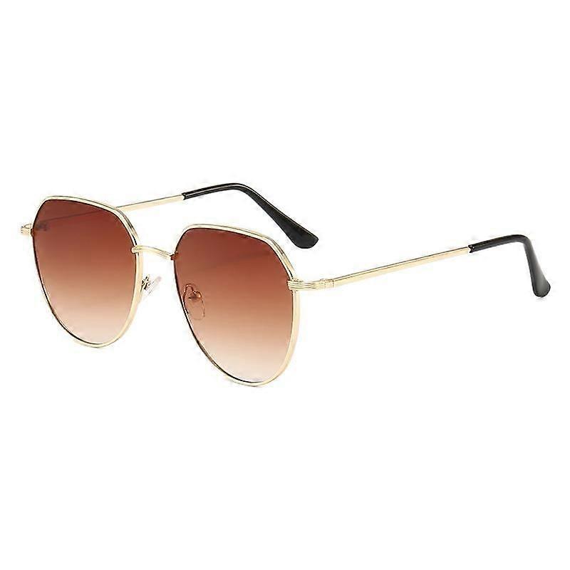 Men's  Metal Rectangular Sunglasses Golden Brown