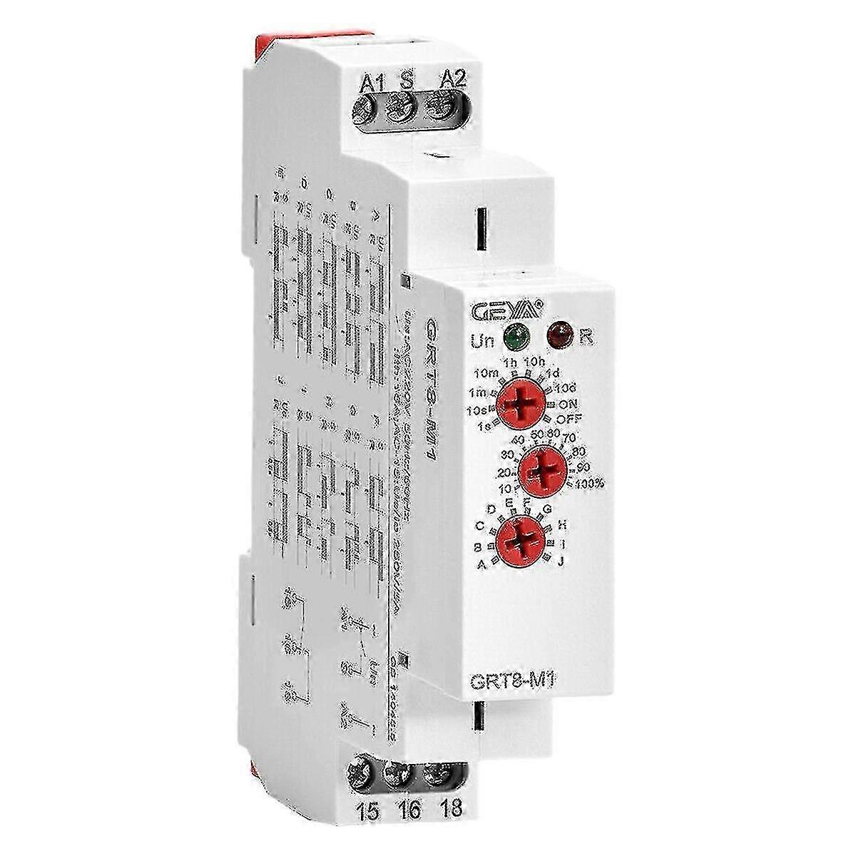 Multifunction DIN Rail Time Delay Relay 16A 12-240V AC/DC Automatic On Off Timer Switch
