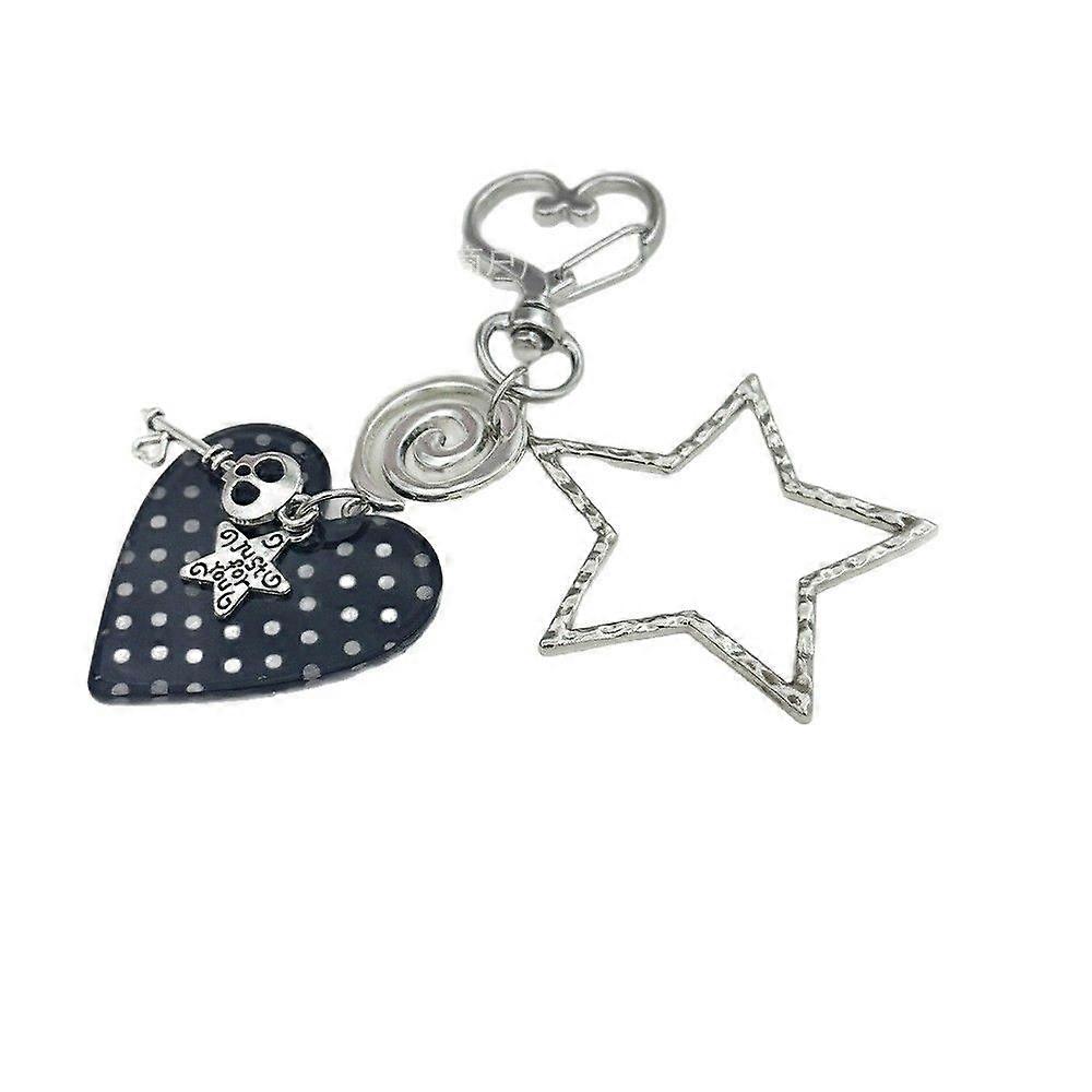 cute black polka dot love pentagram keychain