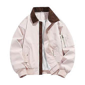 New Men's Lapel Jacket, Solid Color Casual Sports Coat, Full Zipper Lightweight Outdoor Workwear Top