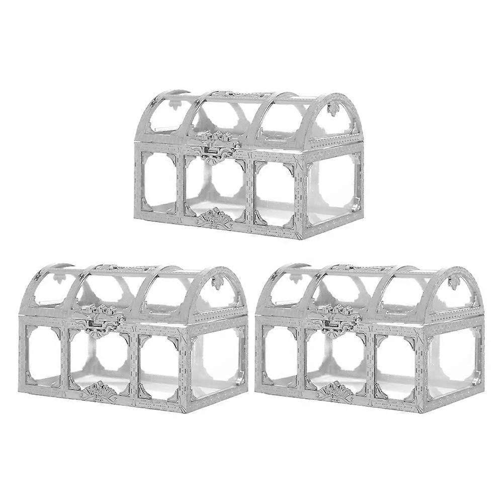 3Pcs Candy Boxes Wedding Gift Boxes for Storage Silver Plastic Material