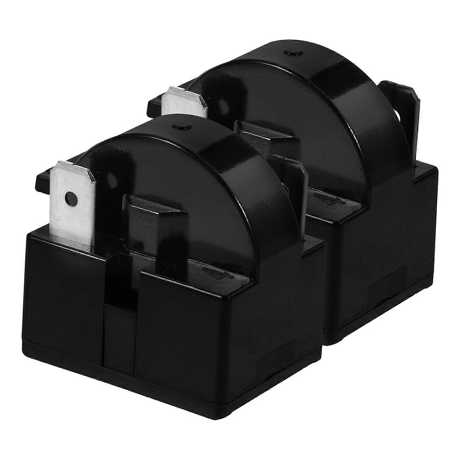 2Pcs Ptc Starter Overload Protector for Refrigerator Compressor Black Metal Plastic