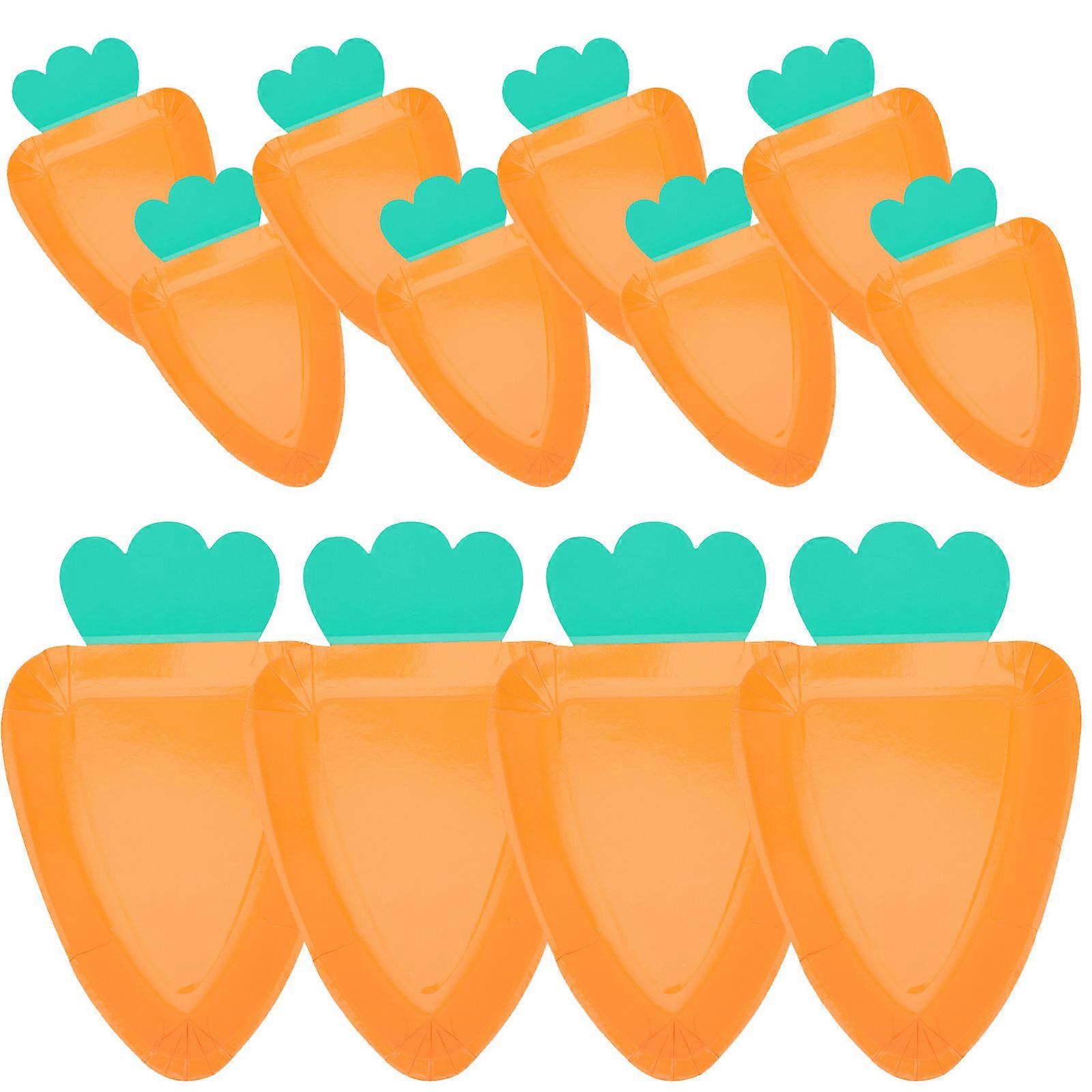 12pcs Easter Party Plate Party Catering Tableware Disposable Easter Carrot Plates