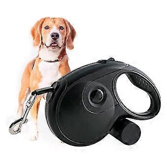 Uitschuifbare hondenriem, met afvalzakjesdispenser, geschikt voor training en wandelen, zwart (5 m) -