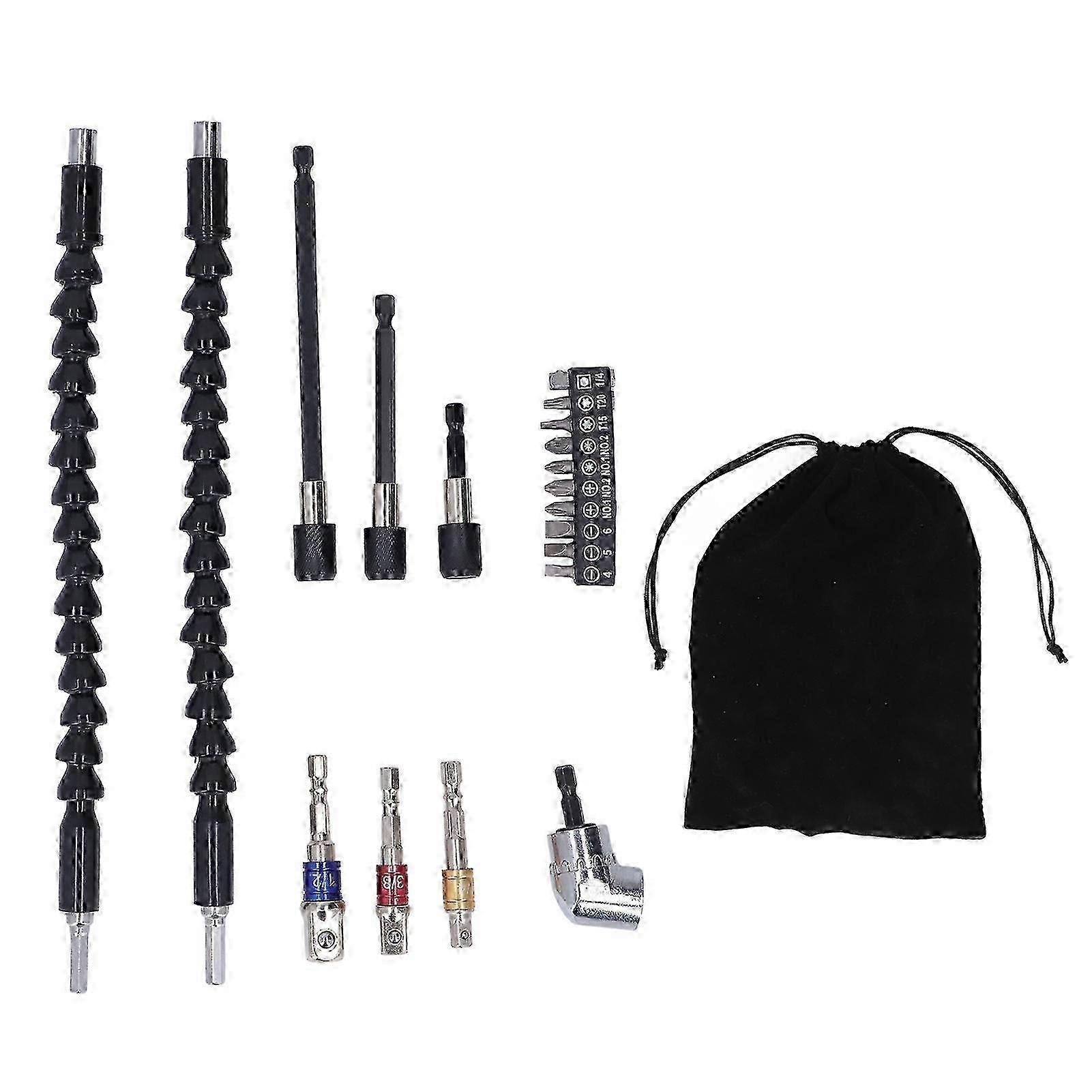 Drill Bit Extension Set Flexible 105 Degree Drill Bit Extensions Universal Socket Adapter Screwdriver Head Holder Kit