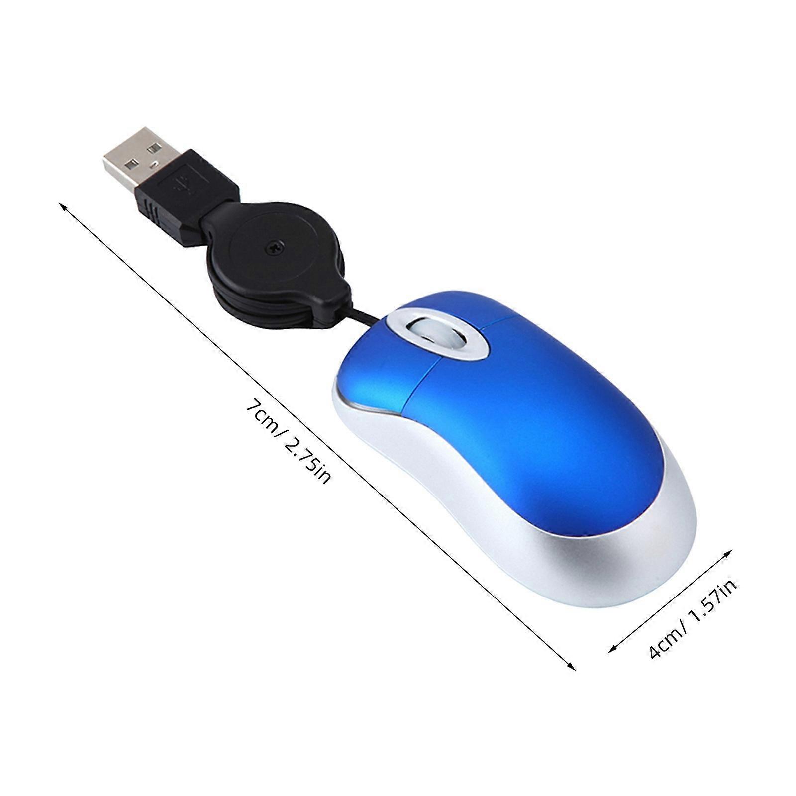 USB Mouse Mini Telescopic Portable for Computer Use Blue