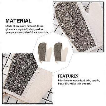 Reversible Bath Gloves 2 Pcs Exfoliating Shower Thicken Infant Mittens Baby Flax