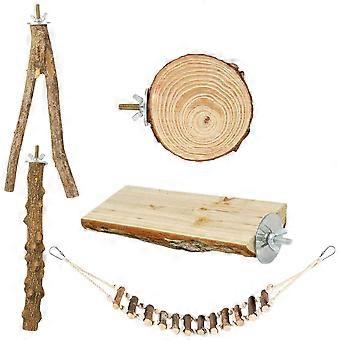 Wooden Bird Perch Parrot Cage Toy 5Pcs Bird Standing Sticks Set