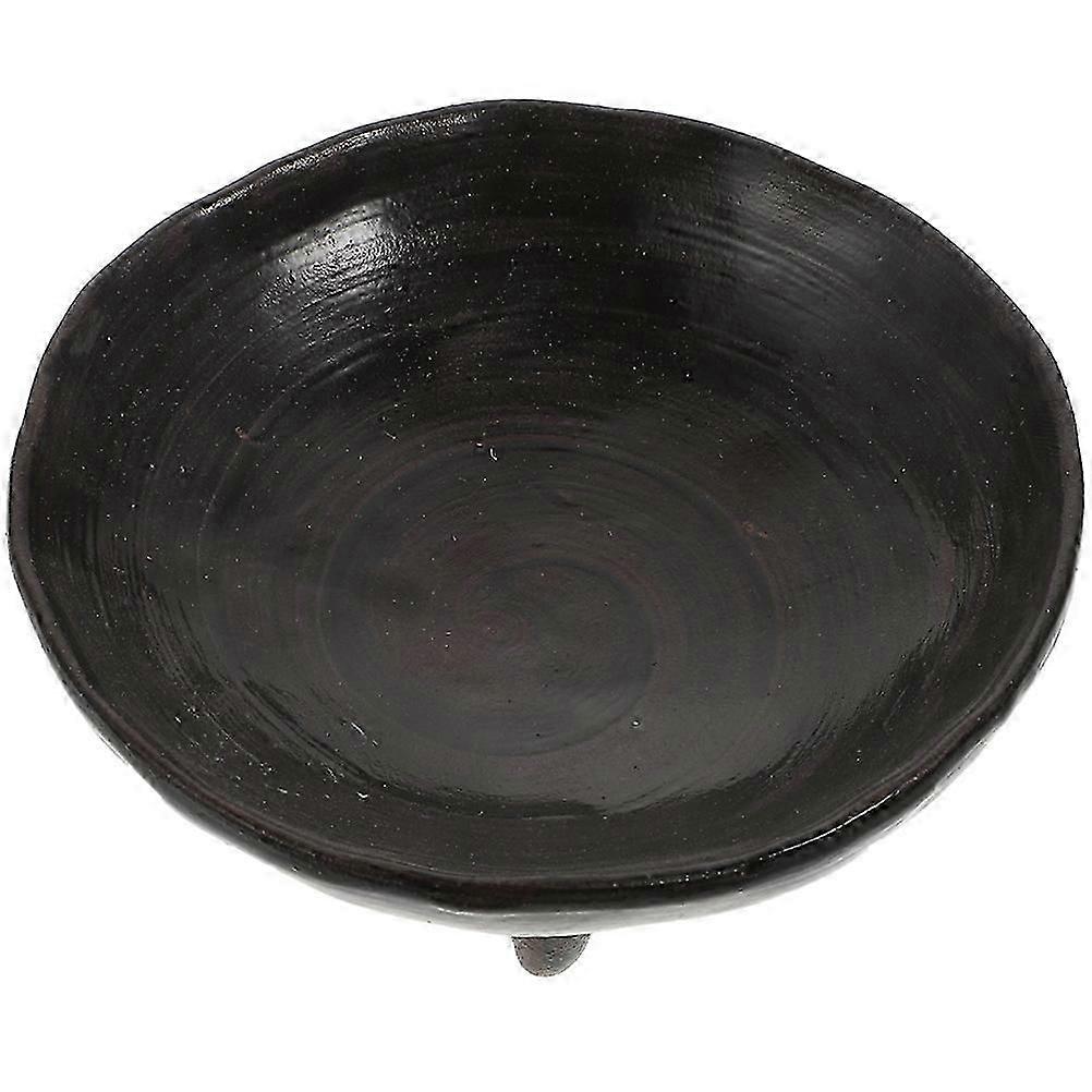 Black Ceramic Fruit Serving Tray Set 3Pcs Footed Design