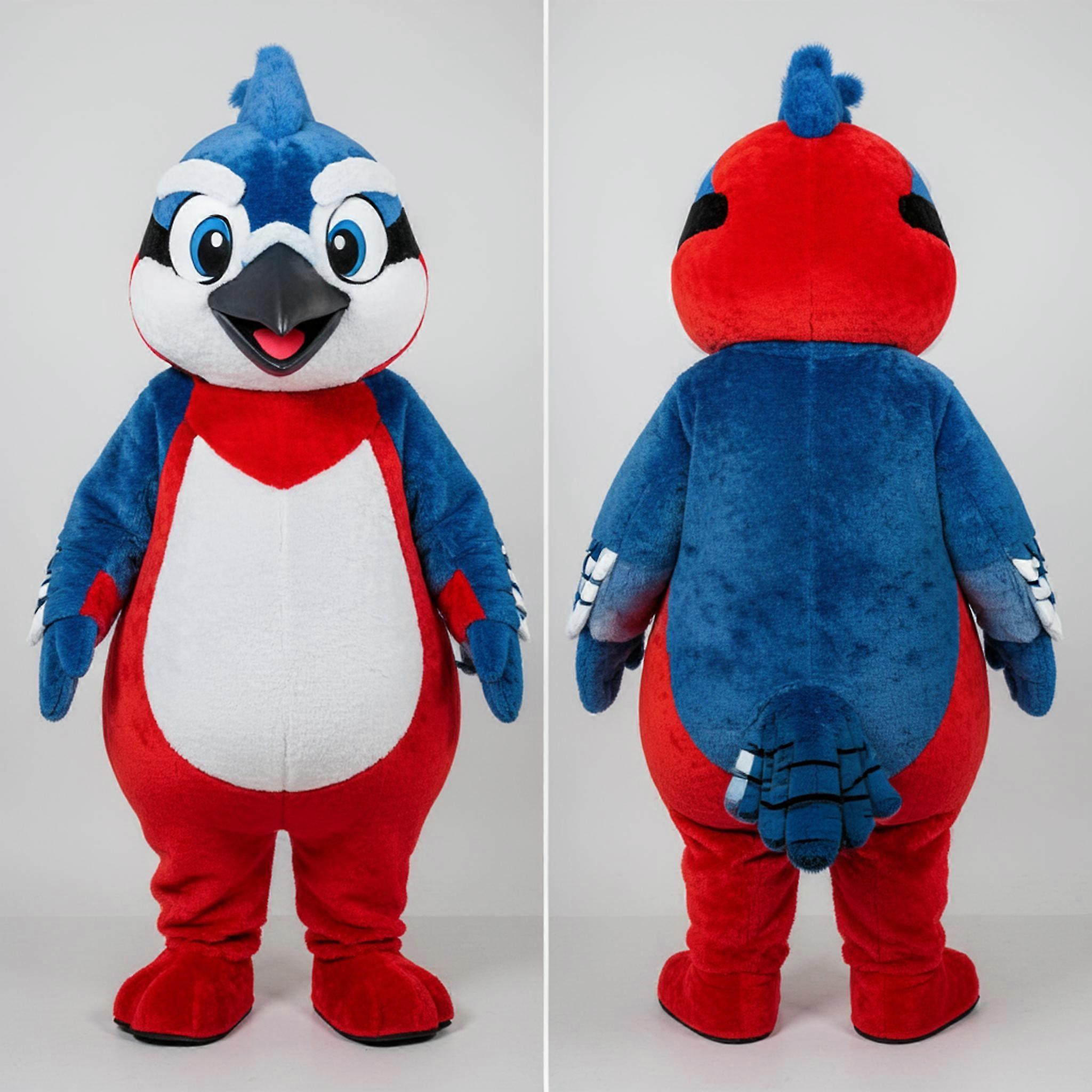 MASTICOT Vibrant Teal Feathered Blue Jay Mascot