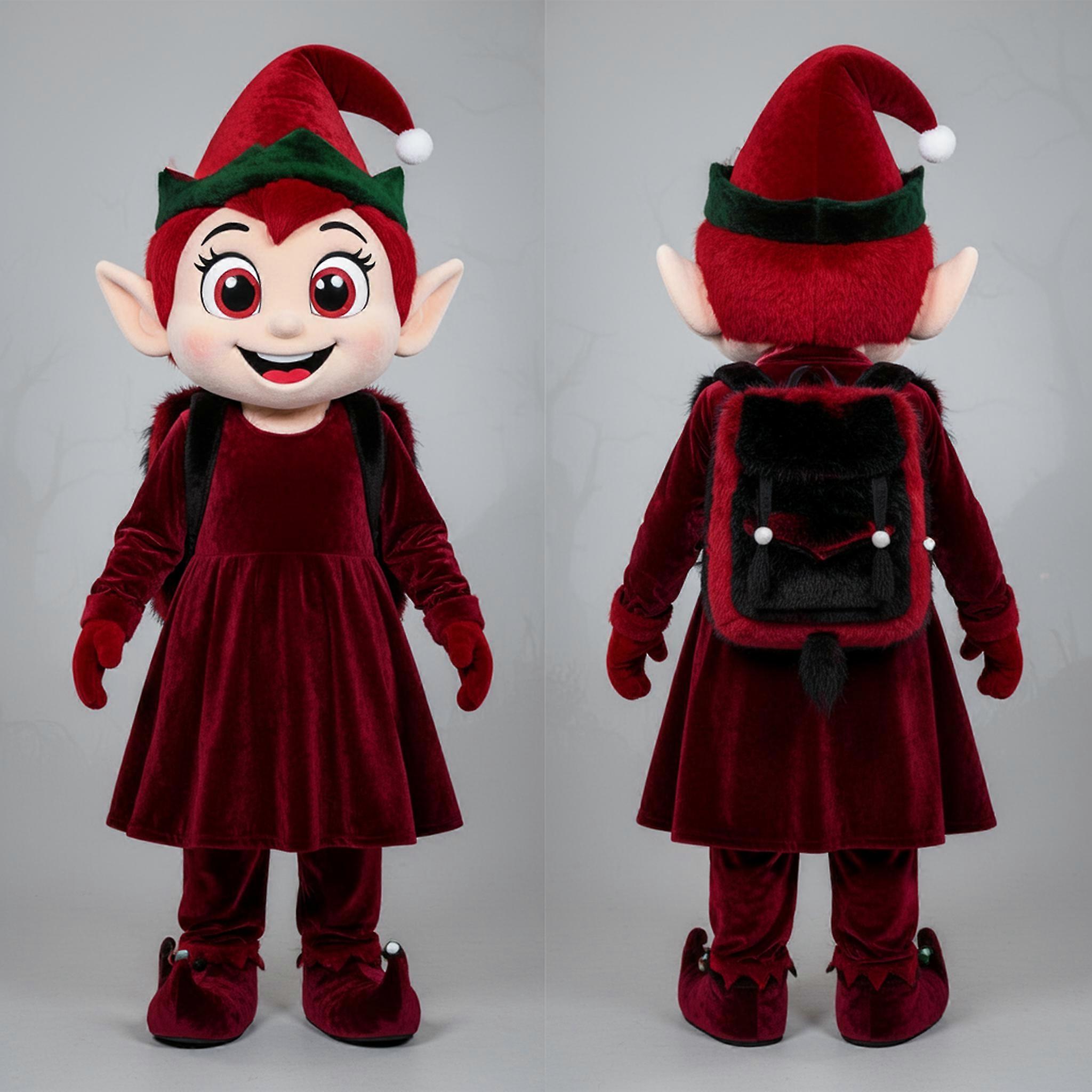 MASTICOT Crimson Velvety Elf Mascot