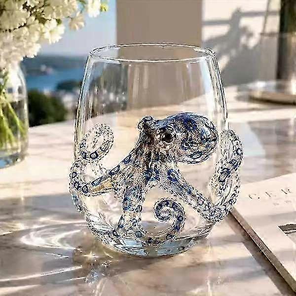 3D Blue Ringed Octopus Stemless Wine Glass