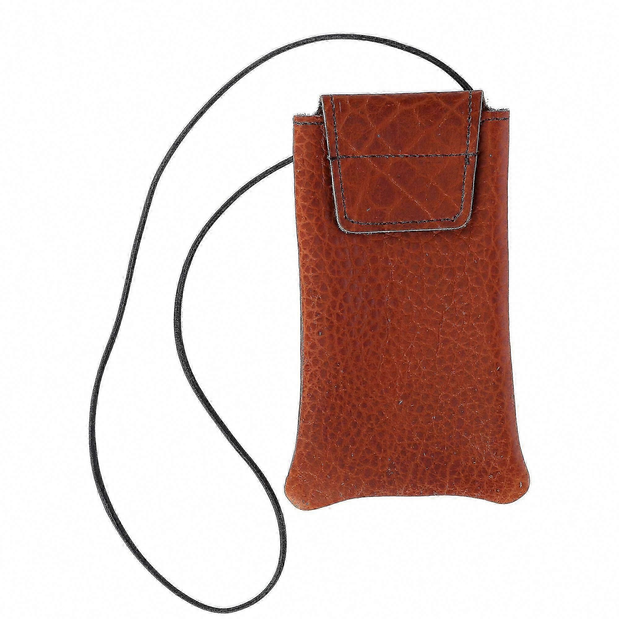 Textured Bison Leather Eyeglass Case with Neck String compatible with Secure Carry
