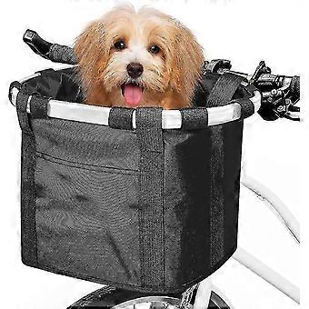 Fahrradkorb, Klappbarer kleiner Haustier Katze Hundeträger vorne abnehmbarer Fahrradlenkerkorb