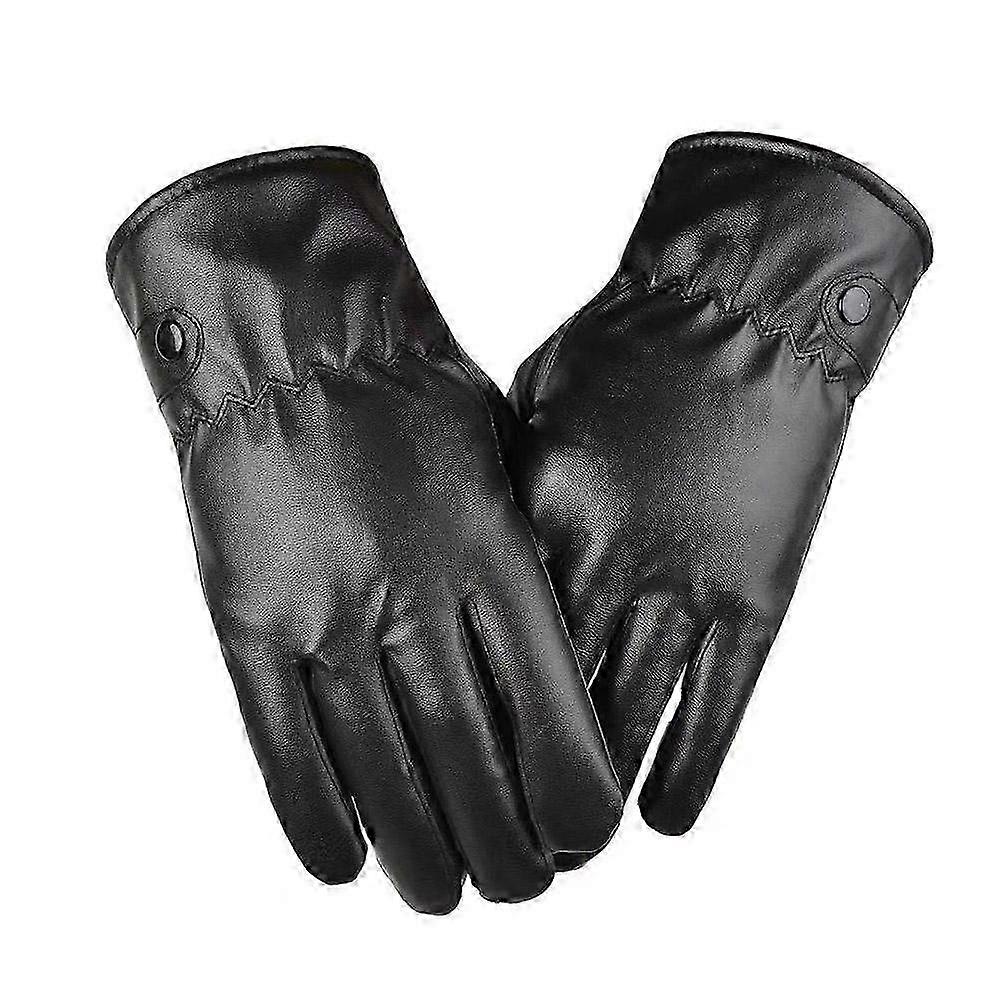 Windproof Fleece-Lined PU Riding Gloves