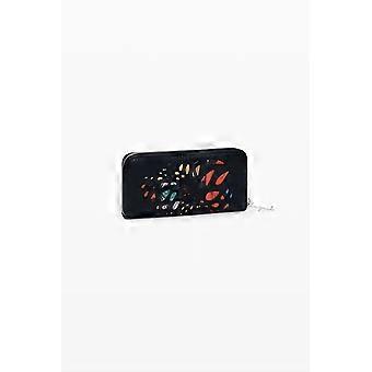 Desigual Notus Print Fiona Large Wallet in Black with Multicoloured Die Cut Pattern 26WAYP28