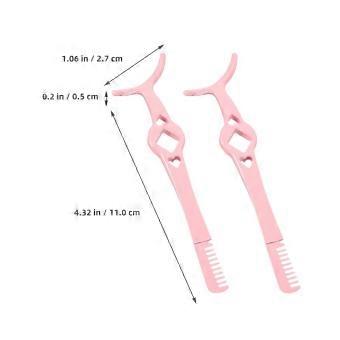4 Pcs Eyelash Holder Portapotty Stainless Steel Curler Comb Metal Tweezers Clamp Fake Eyelashes Pink Miss