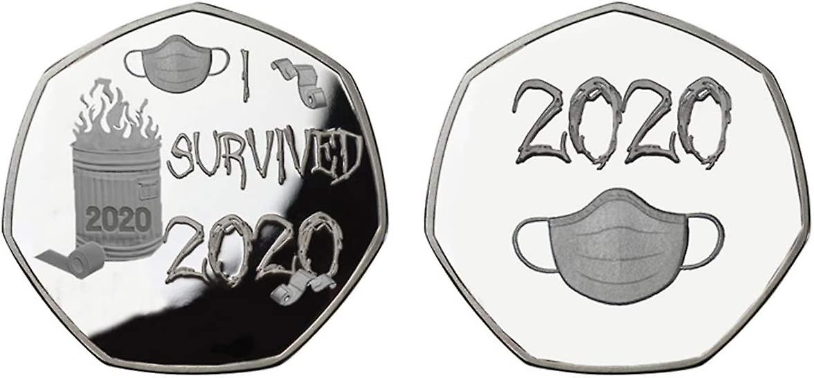 2 Pcs 'I Survived 2020' Lucky Coin Survivor Commemorative Coins,Gold/Silver Plated Commemorative Coin Collectors,Lucky Survival I am Still Alive 2020 