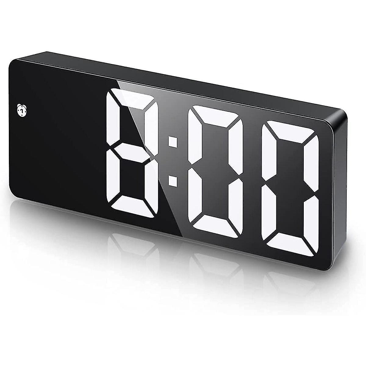 Alarm Clock, Led Clock For Bedroom, Electronic Desktop Clock With Temperature Display, Adjustable Brightness(white)