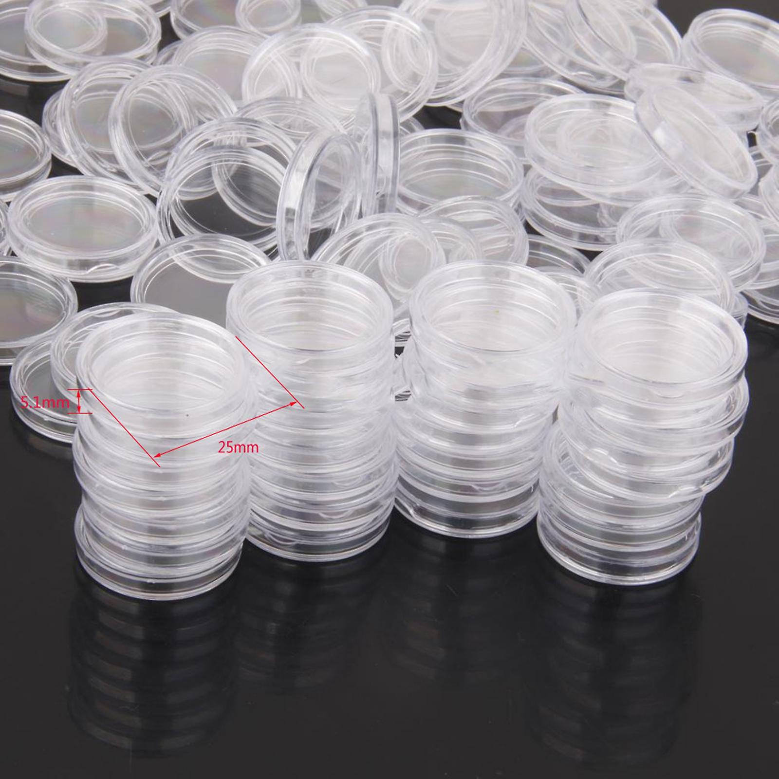100pcs Plastic Coin Capsules Coin Storage Boxes Container Display Case 21mm