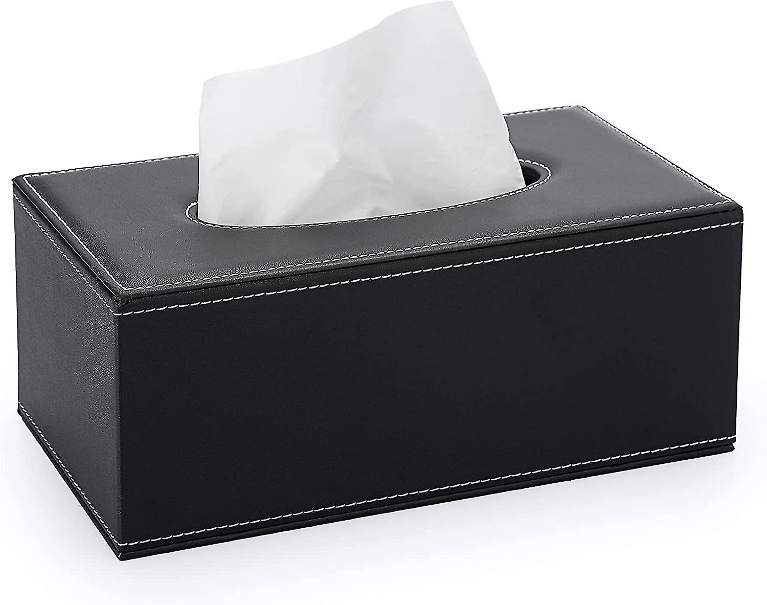 Rectangular Leather Tissue Box Cover - Stylish Tissue Box Holder With Magnetic Bottom, Decorative Pu Tissue Box