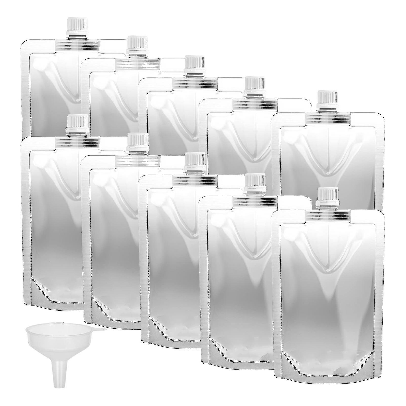 10 Pcs Liquid Pouch Food Grade Leak Proof avec bouchon à vis Spout Sacs de fluide dissimulables avec entonnoir pour l’extérieur