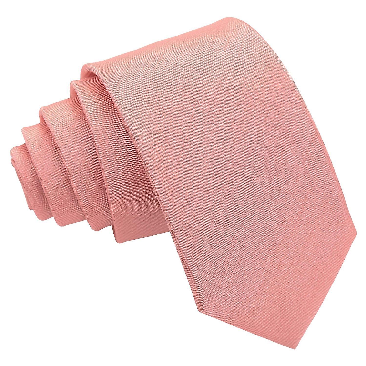 Perzik roze Plain Shantung slanke stropdas