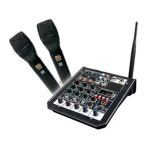 Mixer audio USB a 4 canali con microfono wireless Mixer audio da studio con Bluetooth Rec Dj Console Mixing per karaoke