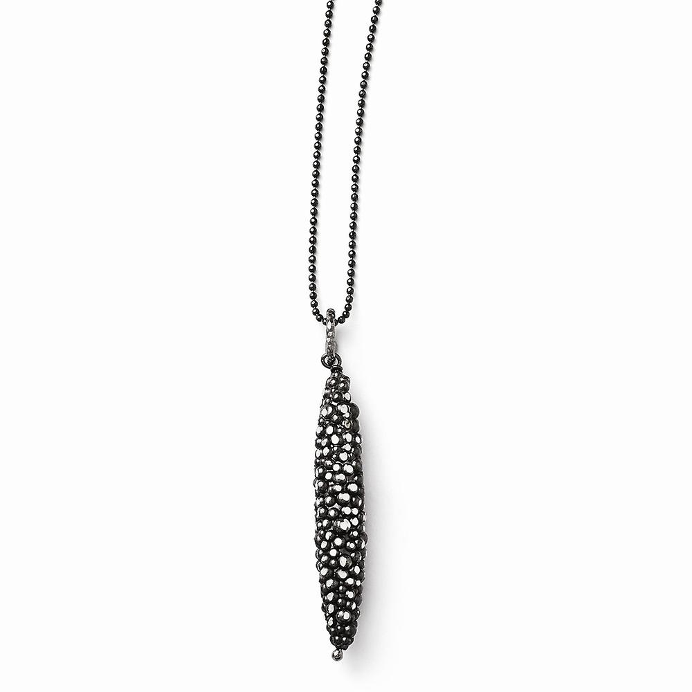 925 Sterling Silver Ruthenium plating Fancy Lobster Closure and-Ruthenium Plated Textured With 2inch Ext. Necklace 18 In