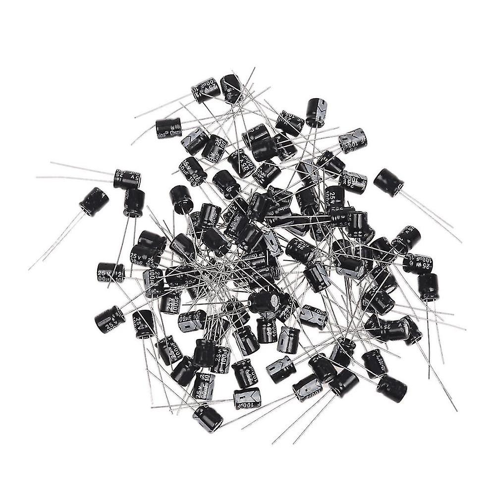 100 Pcs 25v 100uf 105c Lead Electrolytic Capacitors