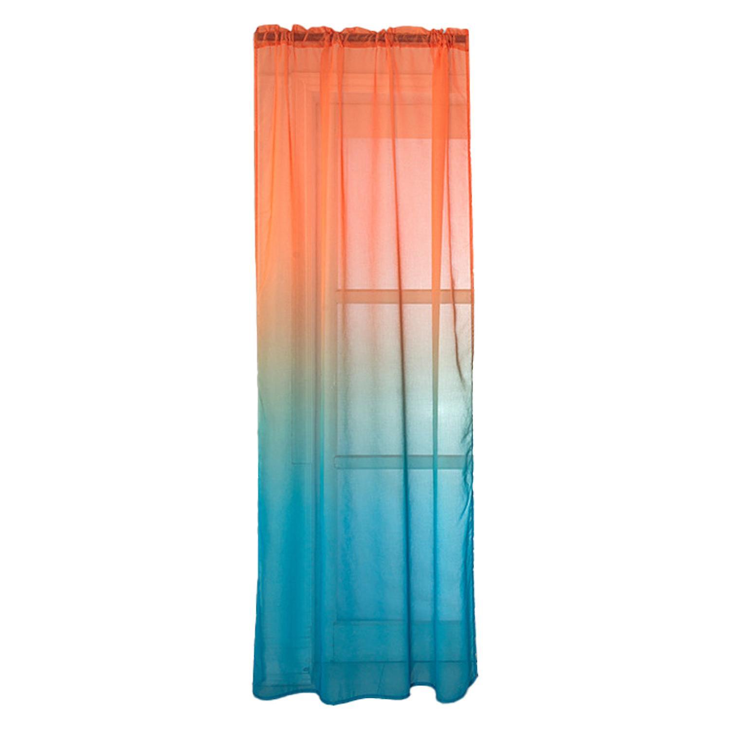 ZHOUBA Tulle Curtain Non-fading Breathable Polyester Gradient Design Sheer Drape for Living Room