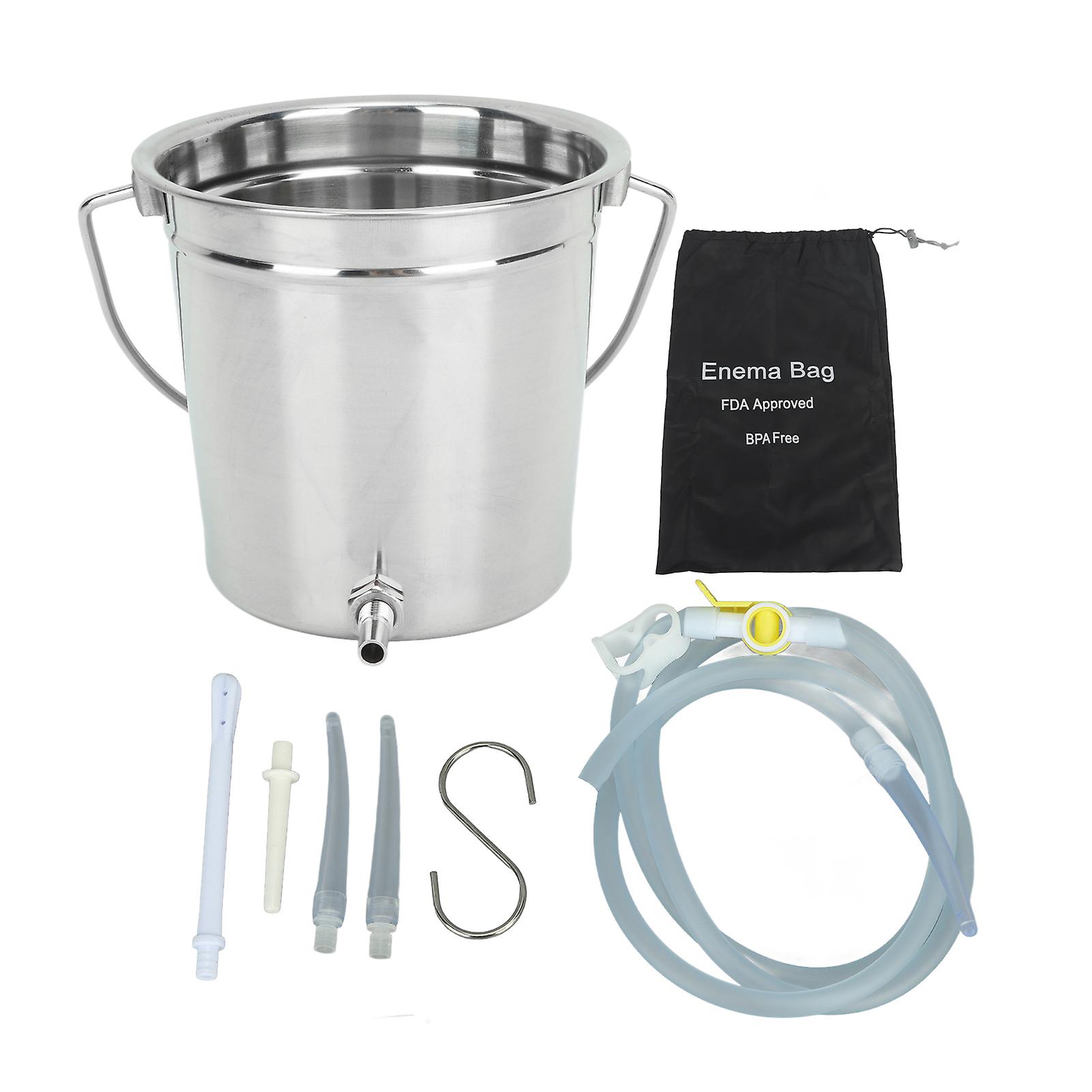 Kit de seau à lavement réutilisable en acier inoxydable pour nettoyage du côlon à domicile, outil de soins de santé, 1,3 L