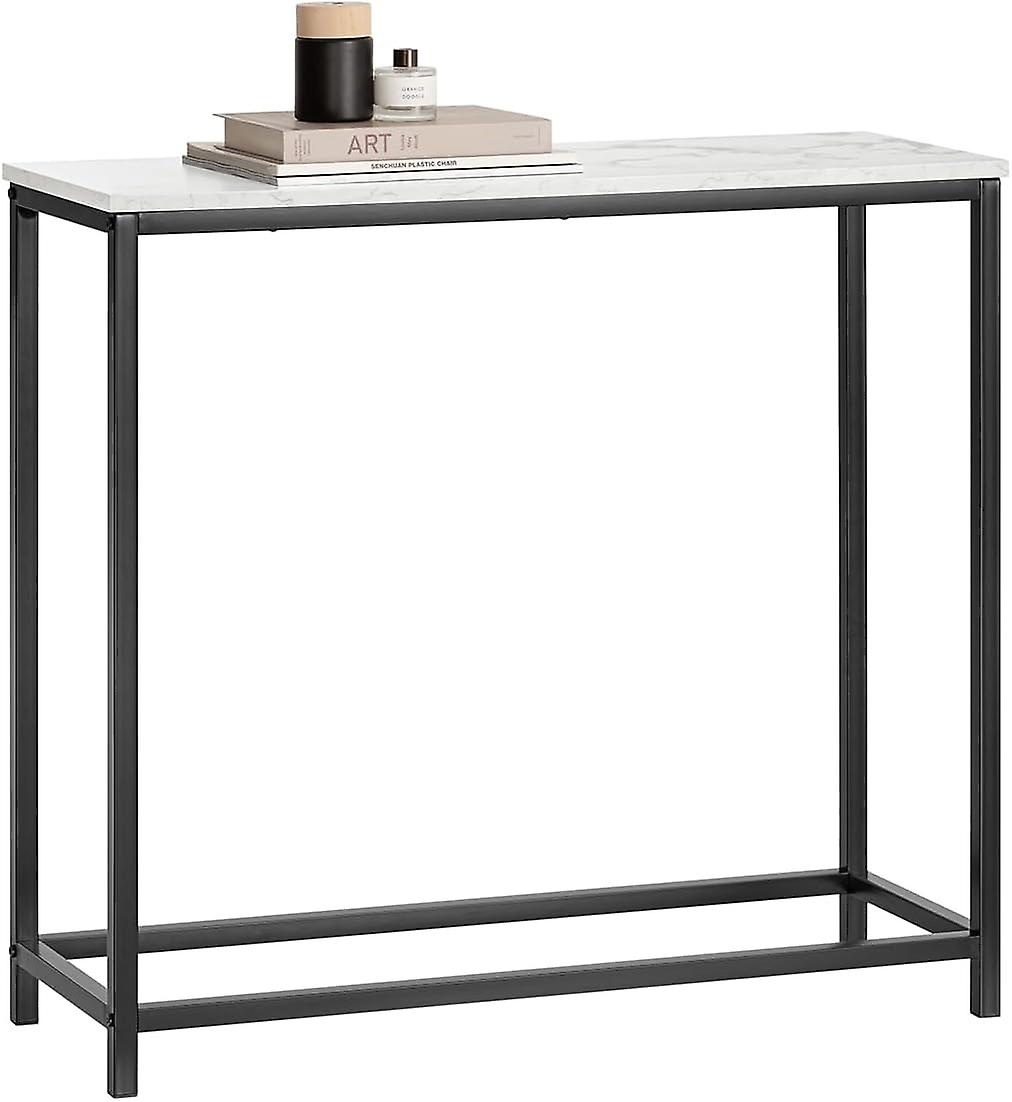 SoBuy FSB29-SCH, Console Silm pour Couloir, Table d'entrée étroite avec Cadre en Métal, Table de Canapé Compacte Effet Marbre pour Petits Espaces
