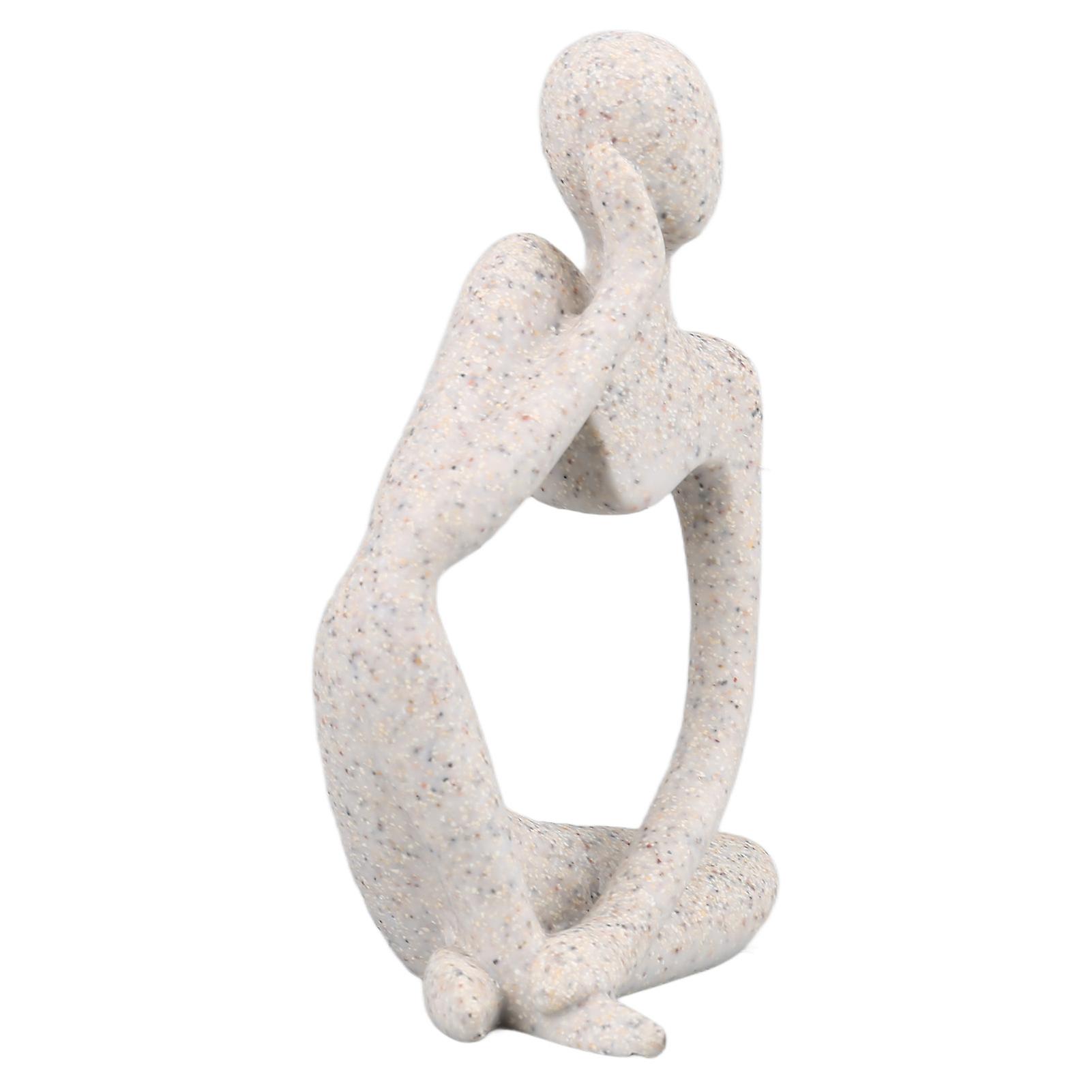 Resin Thinker Statue Abstract Thinker Figure Thinker Style Decoration for Living Room Office Book Shelf Sandstone Right 