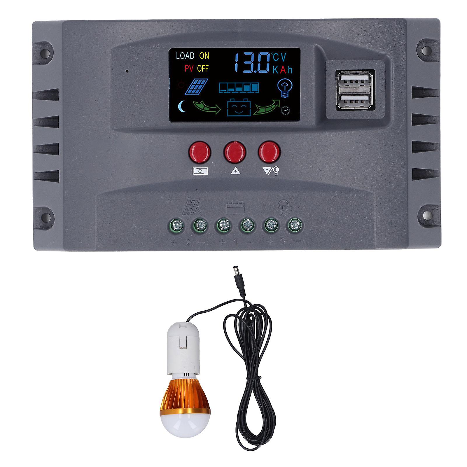 Solar Charge Controller with Light LCD MPPT Overcurrent Protection Solar Charge Controller 12V 24V
