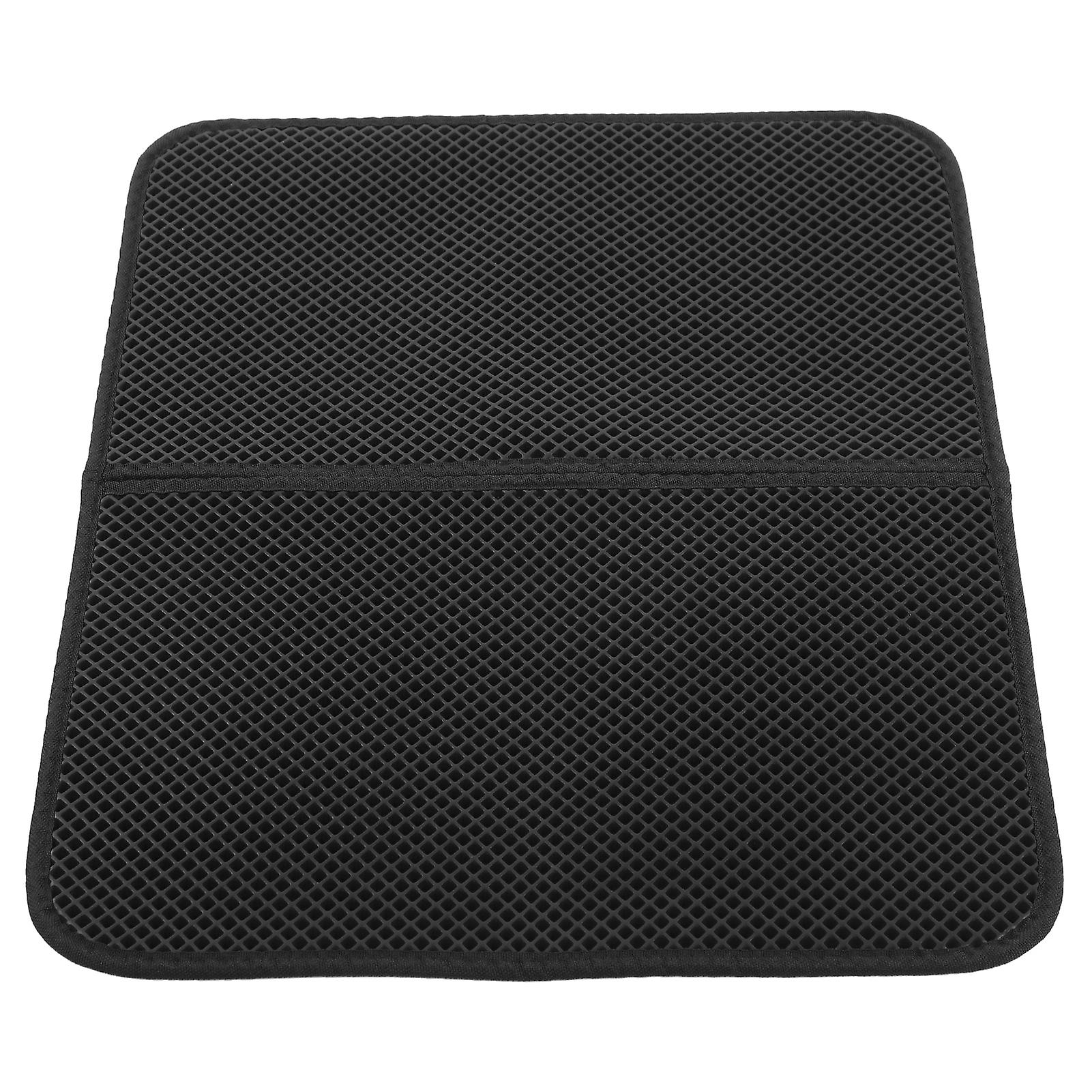 EVA Double Layer Cat Litter Trapping Mat AntiSlip Soft Litter Catcher Scatter Control Pad(Black M)