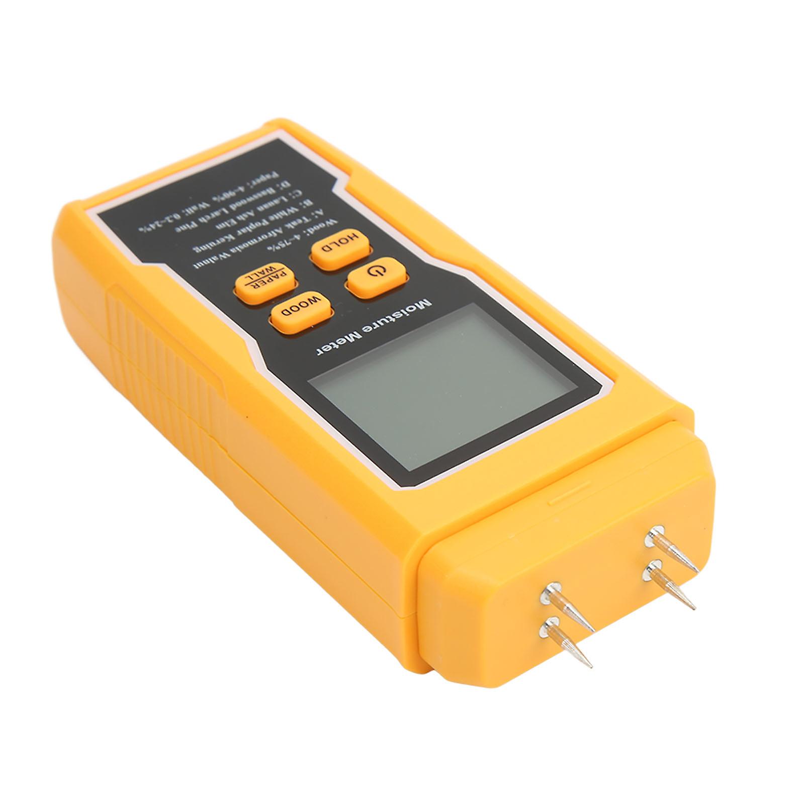 Wood Moisture Meter 4-Pin Humidity Tester LCD Backlight 4-75% Range