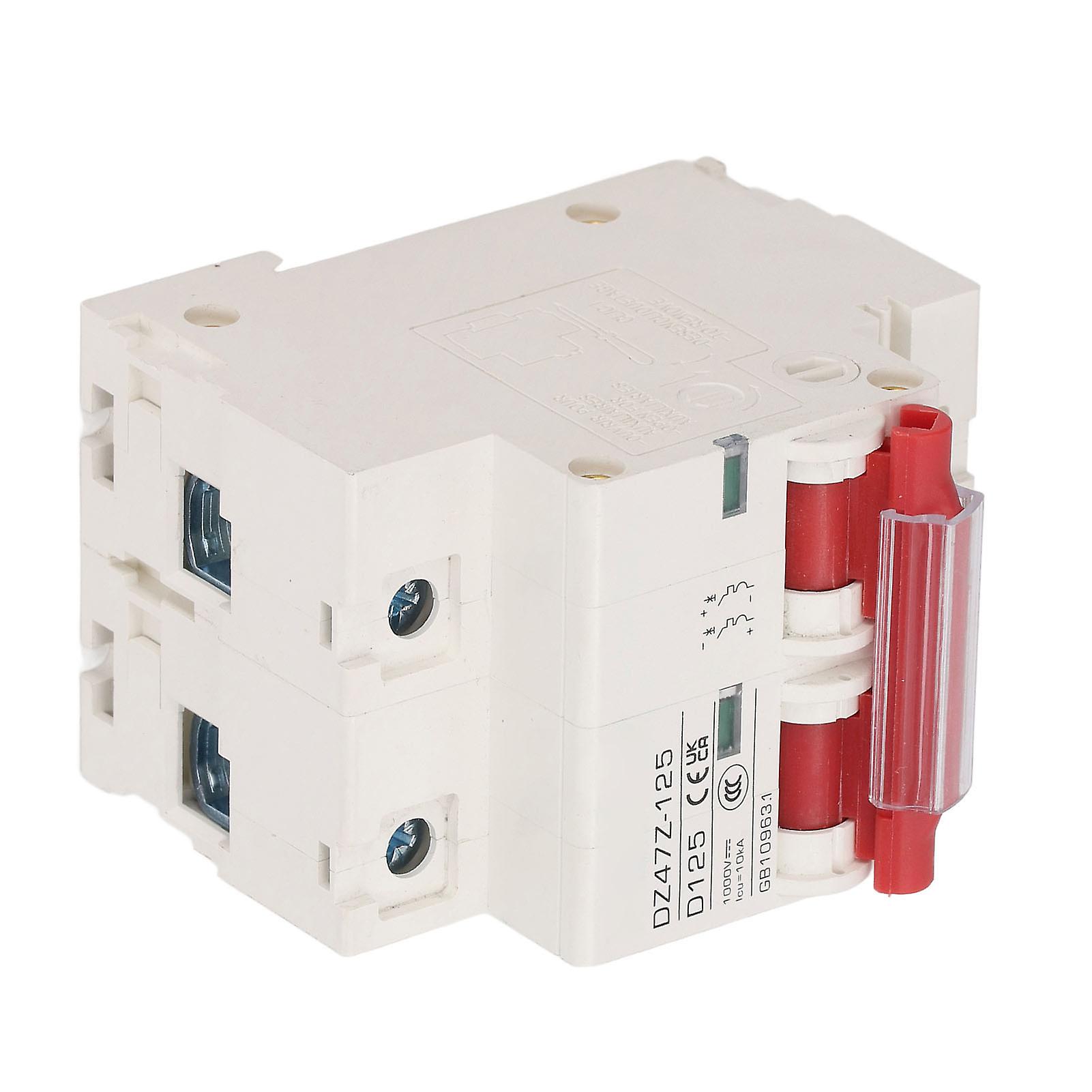 DZ47Z 125 DC Circuit Breaker 2P 1000V 125A Red Switch for PV Rail